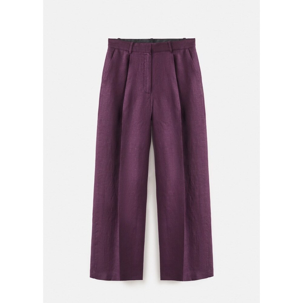 Straight-fit linen suit pants